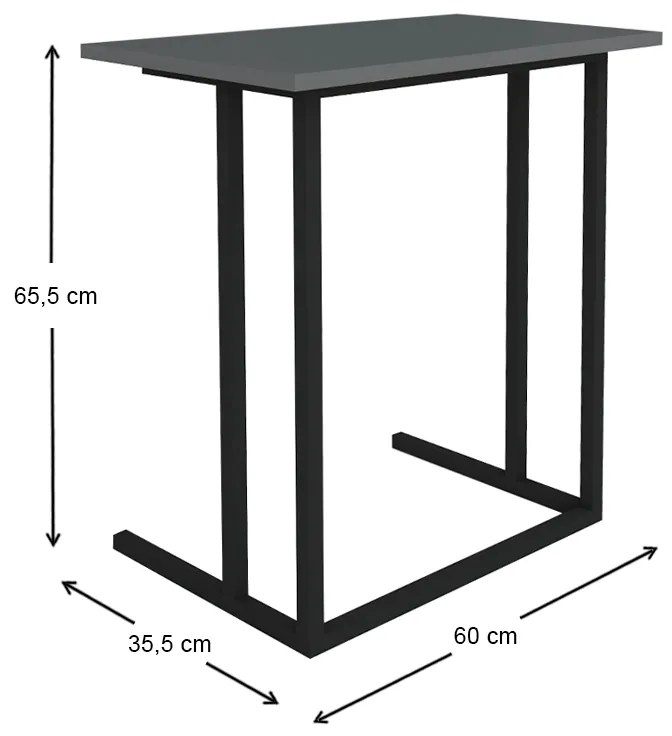 Τραπεζάκι βοηθητικό Jango Megapap μεταλλικό - μελαμίνης χρώμα μαύρο - ανθρακί 60x35,5x65,5εκ.