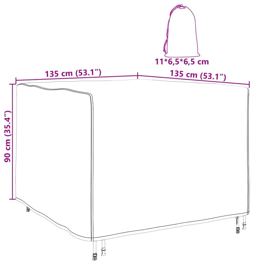 vidaXL Κάλυμμα Επίπλων Εξωτερικού Χώρου 135 x 135 x 90 cm Ύφασμα 210D