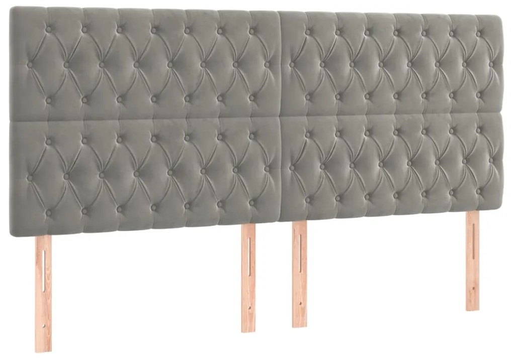 vidaXL Κεφαλάρι Ανοιχτό Γκρι 200x7x118/128 εκ. Βελούδο