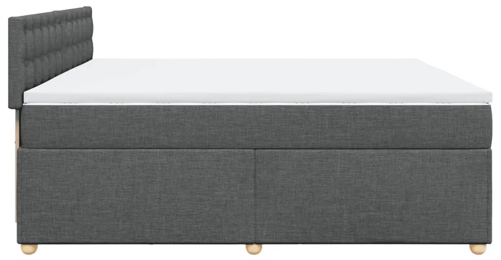 vidaXL Κρεβάτι Boxspring με Στρώμα Σκούρο Γκρι 200x200 εκ. Υφασμάτινο