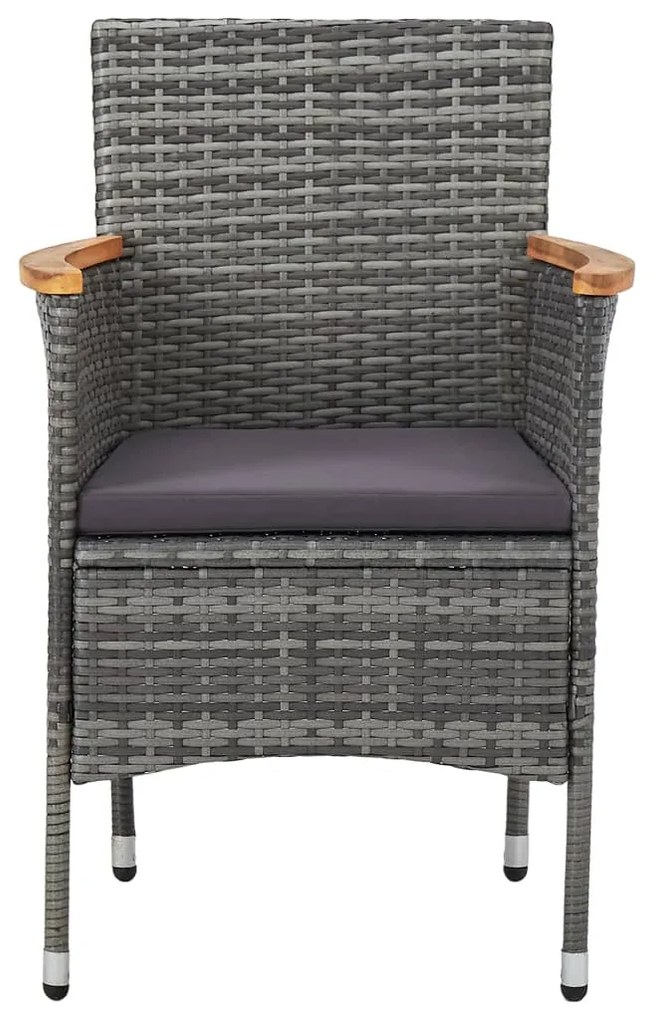 vidaXL Σετ Τραπεζαρίας Κήπου 7 Τεμαχίων Γκρι Από Συνθετικό Ρατάν