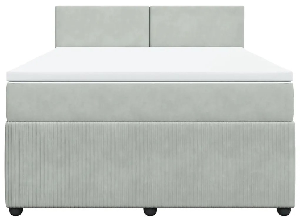 Κρεβάτι Boxspring με Στρώμα Ανοιχτό Γκρι 160x200 εκ. Βελούδινο - Γκρι