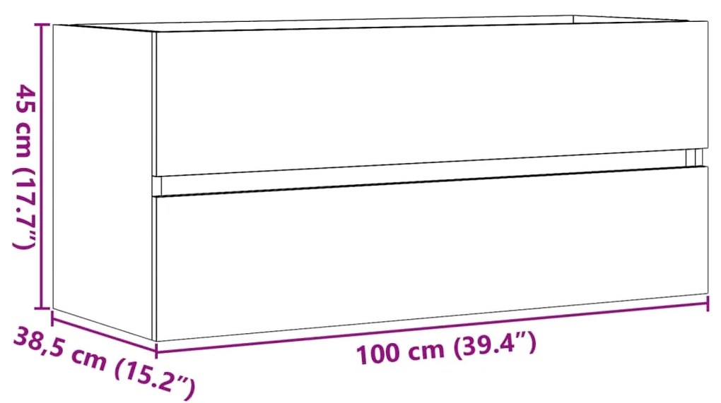 Ντουλάπι Νιπτήρα Αρτισιανή Δρυς 100x38,5x45 εκ. Επεξ. Ξύλο - Καφέ