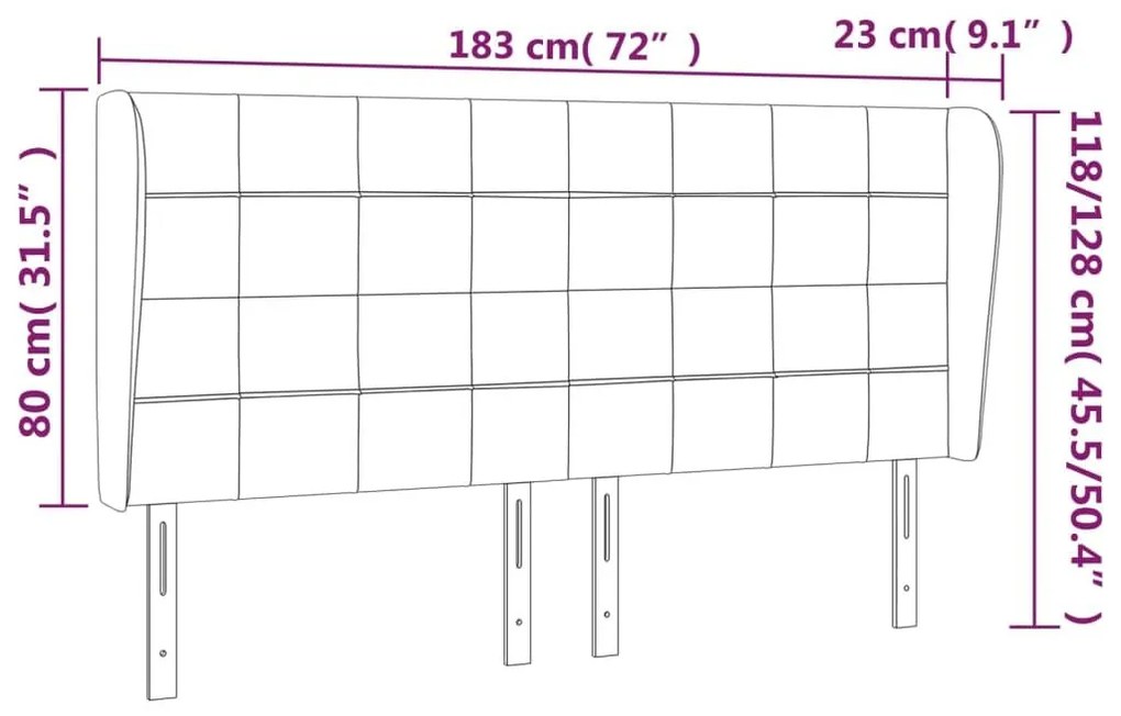 Κεφαλάρι με Πτερύγια Ροζ 183x23x118/128 εκ. Βελούδινο - Ροζ