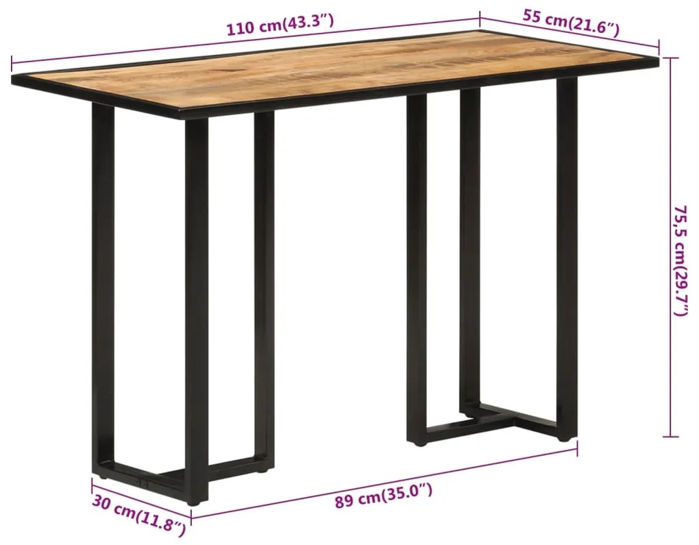 Τραπεζαρία 110 x 55 x 75,5 εκ. από Μασίφ Ξύλο Μάνγκο - Καφέ