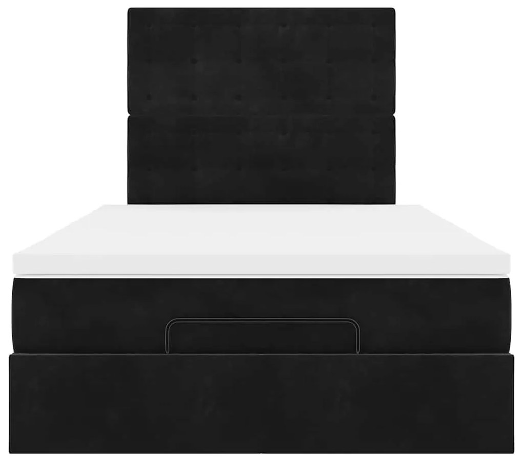 vidaXL Οθωμανικό κρεβάτι με στρώματα Μαύρο 120x200cm Velvet