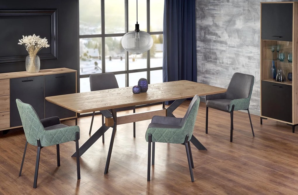 BACARDI extension table, color: top - natural oak, legs - black DIOMMI V-CH-BACARDI-ST DIOMMI-60-20404