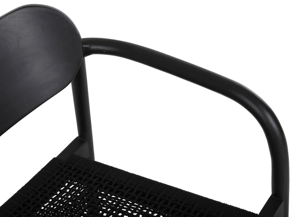 Πολυθρόνα OSLO Μαύρο Ξύλο Teak και Μαύρο Σχοινί 55x54x80Yεκ. 55x54x80 εκ.