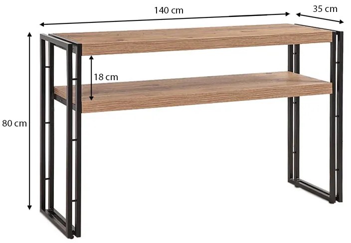 Κονσόλα Atlas Megapap μεταλλική - μελαμίνης χρώμα atlantic pine 140x35x80εκ.