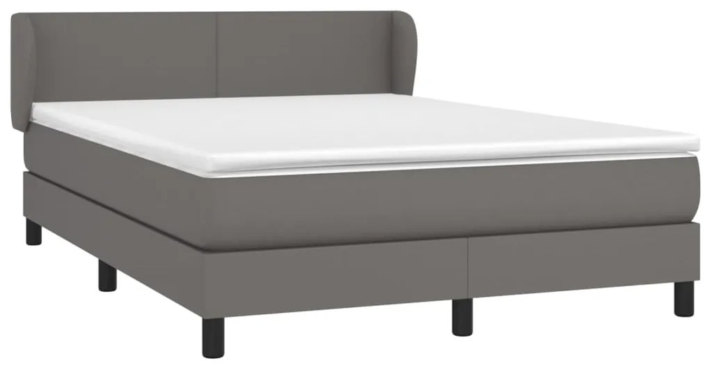 vidaXL Κρεβάτι Boxspring με Στρώμα Γκρι 140x190εκ. από Συνθετικό Δέρμα