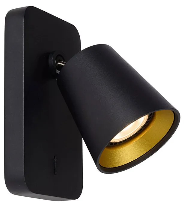 Φωτιστικό Επίτοιχο Lucide 09928-05-30 TURNON Μαύρο Ματ (Black Mat)|Χρυσό Χρώμα (Gold Coloured) 2200 K