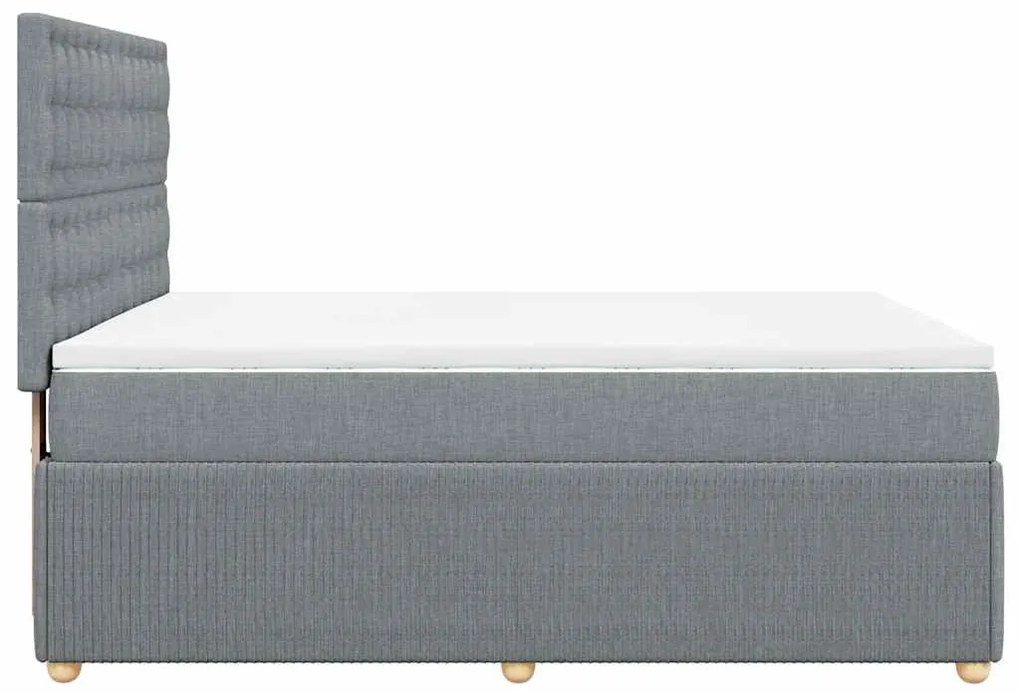 vidaXL Κρεβάτι Boxspring με Στρώμα Ανοιχτό Γκρι 140x190 εκ. Υφασμάτινο