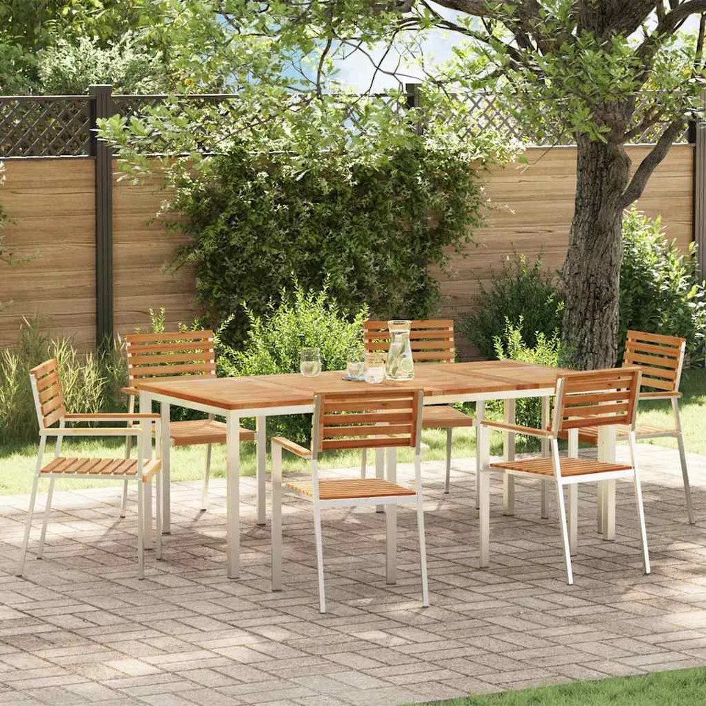 vidaXL ΣετΤραπεζαρίαςΚήπου 7 pcs Καφέ Στερεό Τικ