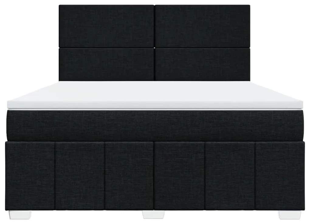 vidaXL Κρεβάτι Boxspring με Στρώμα Μαύρο 180x200 εκ. Υφασμάτινο