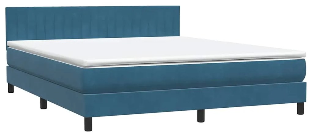 vidaXL Box Spring κρεβάτι με στρώμα σκούρο μπλε 180x220 cm Βελούδινο