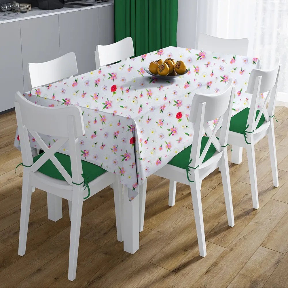 Τραπεζομάντηλο Αλέκιαστο Daisies 463 White-Pink DimCol 180x300 Βαμβάκι-Πολυέστερ
