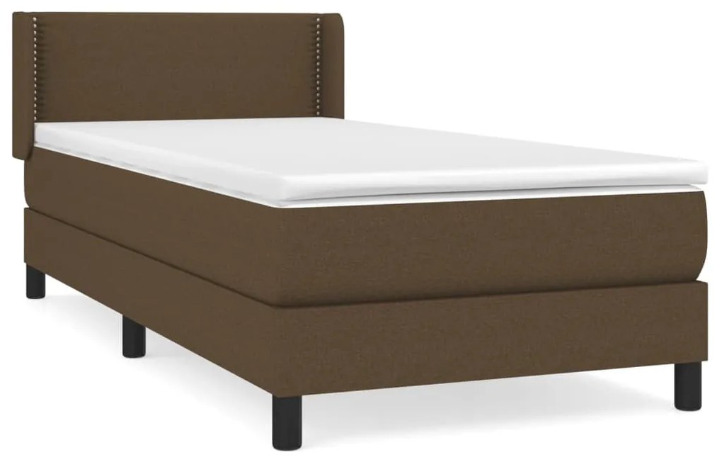 vidaXL Κρεβάτι Boxspring με Στρώμα Σκούρο Καφέ 90x190 εκ. Υφασμάτινο