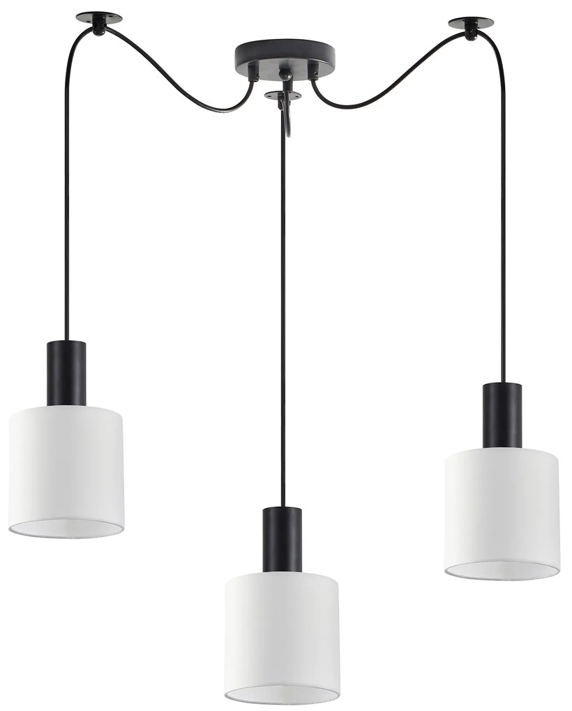 SE21-BL-4-BL3-SH1 ADEPT TUBE Black Pendant White Fabric Shade+