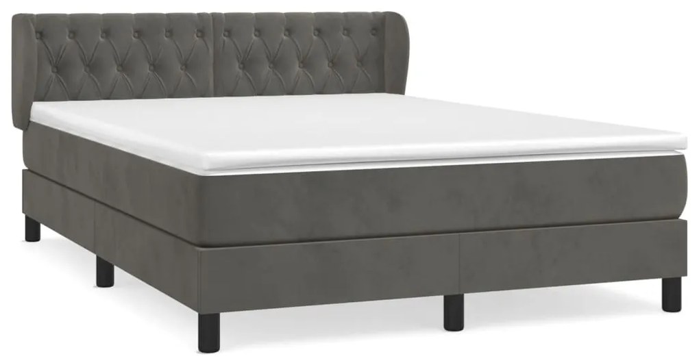 ΚΡΕΒΑΤΙ BOXSPRING ΜΕ ΣΤΡΩΜΑ ΣΚΟΥΡΟ ΓΚΡΙ 140X200 ΕΚ. ΒΕΛΟΥΔΙΝΟ 3127674