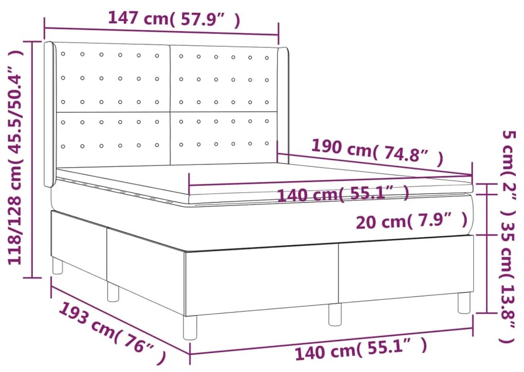 ΚΡΕΒΑΤΙ BOXSPRING ΜΕ ΣΤΡΩΜΑ ΣΚΟΥΡΟ ΚΑΦΕ 140X190 ΕΚ. ΥΦΑΣΜΑΤΙΝΟ 3131748