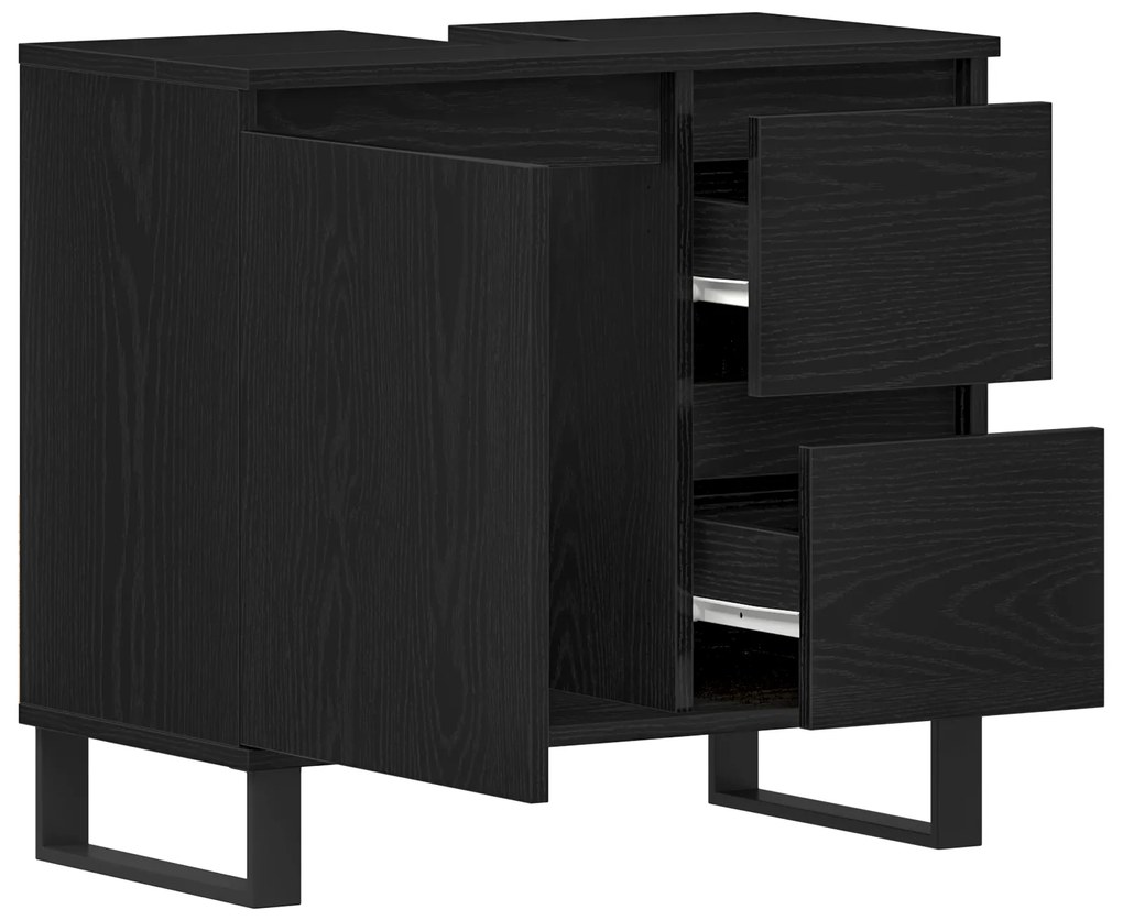 vidaXL Ντουλάπι Λεκάνης Μπάνιου Μαύρη Δρυς 65x33x60 εκ Επεξεργασμένο ξύλο