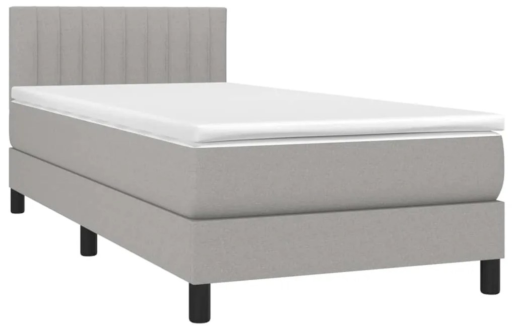 ΚΡΕΒΑΤΙ BOXSPRING ΜΕ ΣΤΡΩΜΑ &amp; LED ΑΝ.ΓΚΡΙ 90X190 ΕΚ. ΥΦΑΣΜΑΤΙΝΟ 3133277