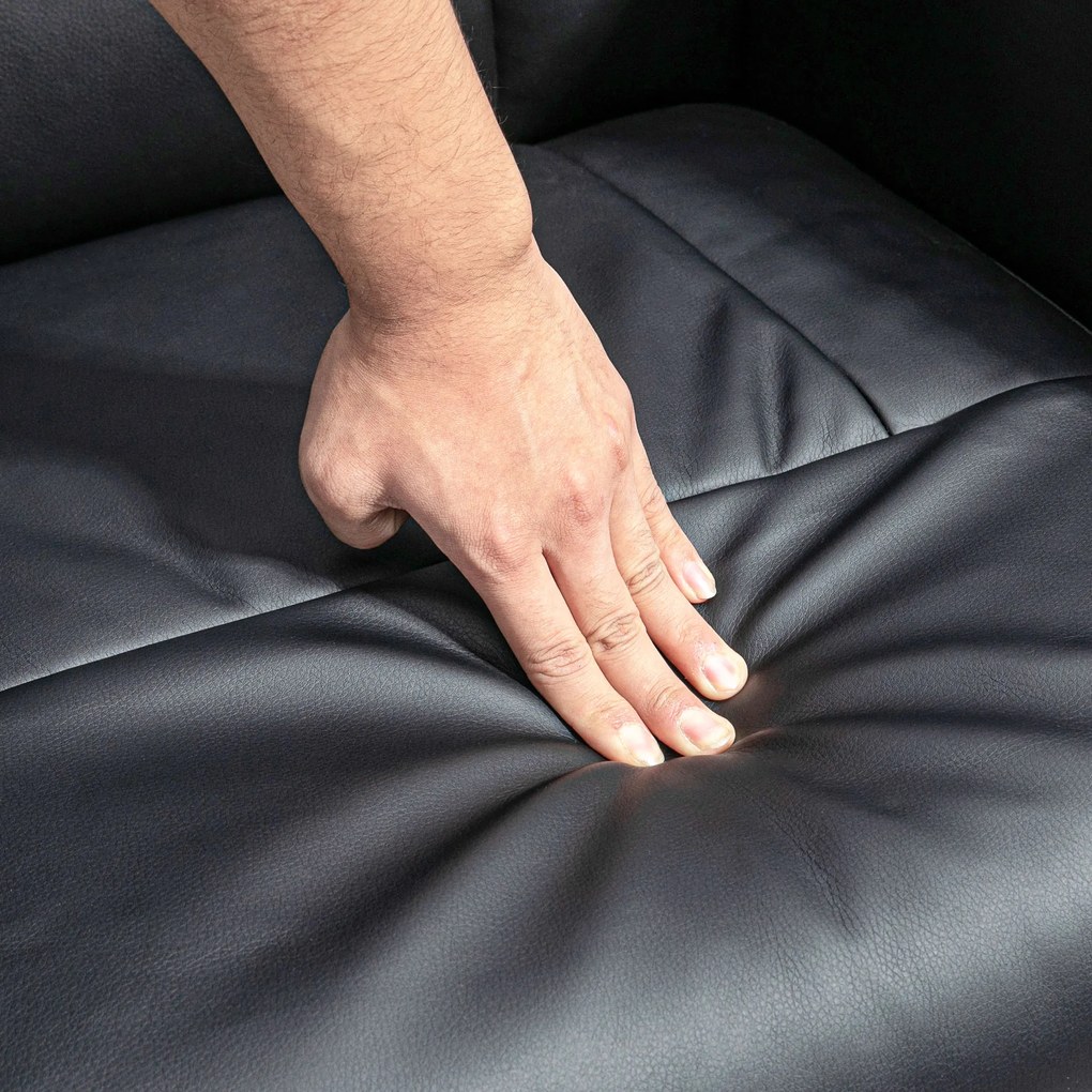 HOMCOM Σετ 2 πολυθρόνων πολυθρόνα με υποπόδιο, ρυθμιζόμενο ύψος, ρυθμιζόμενη πλάτη, Μαύρο