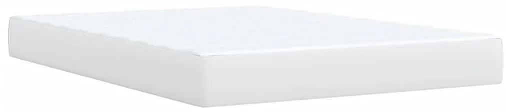 vidaXL Κρεβάτι Boxspring με Στρώμα Λευκό 160x200εκ.από Συνθετικό Δέρμα