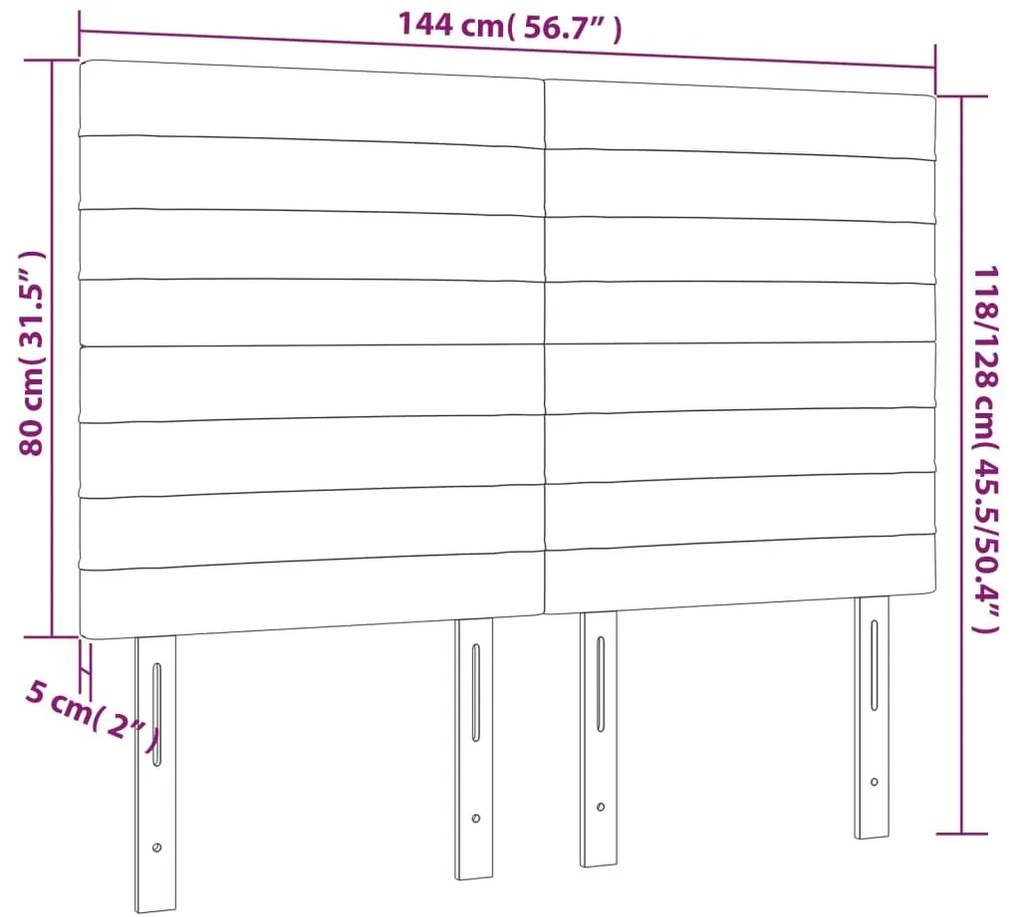 Κεφαλάρι Κρεβατιού LED Ροζ 144x5x118/128 εκ. Βελούδινο - Ροζ