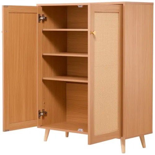VEVOR Rattan Shoe Cabinet 5 Tiers Shoe Organizer 2 Doors &amp; Adjustable Shelves