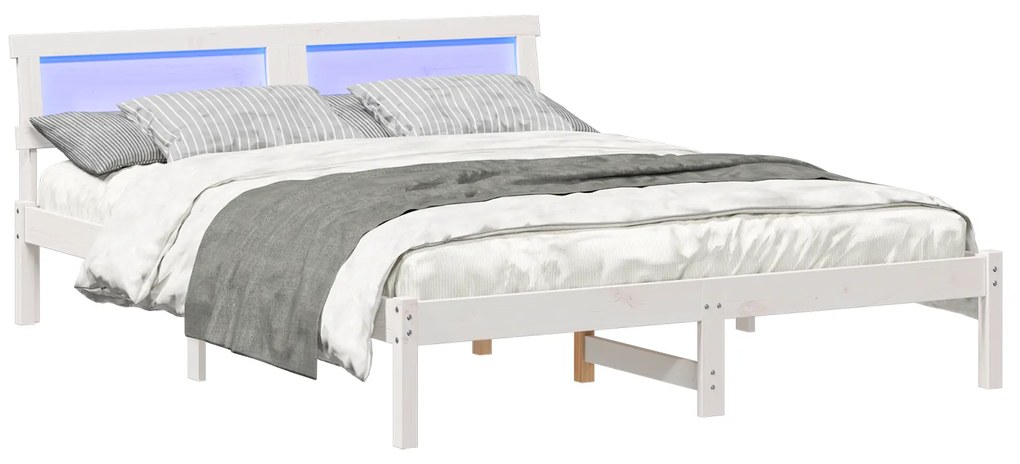 vidaXL Σκελετός Κρεβατιού Λευκό 140 x 200 cm Συμπαγές ξύλο πεύκου