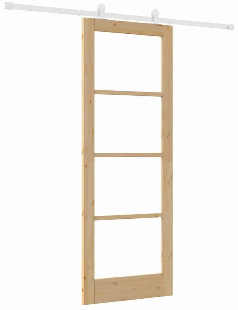 vidaXL Συρόμενη Πόρτα ORKDAL Καφέ 78 x 211 εκ Ξύλο και μέταλλο