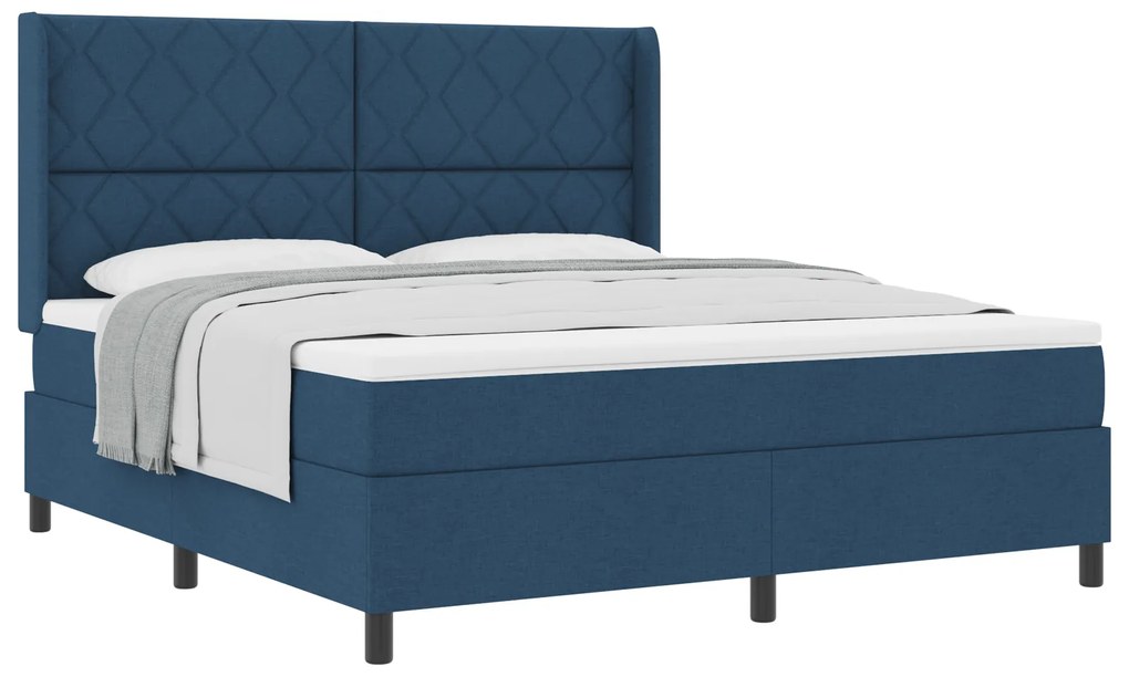 vidaXL Κρεβάτι Box Spring με Στρώμα Μπλε 180x200 εκ. Υφάσματος