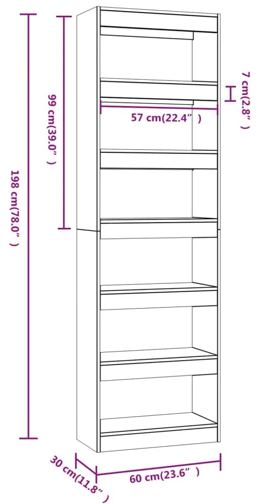 ΒΙΒΛΙΟΘΗΚΗ/ΔΙΑΧΩΡΙΣΤΙΚΟ ΧΩΡΟΥ ΓΚΡΙ SONOMA 60X30X198 ΕΚ. 813612