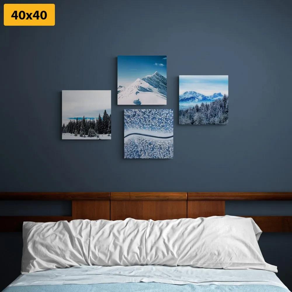 Σετ εικόνων η ομορφιά της χιονισμένης φύσης - 4x 60x60