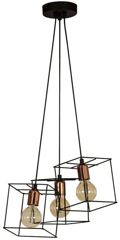 Φωτιστικό Οροφής Fellini 527ABY1687 40x15x110cm 3xE27 40W Black-Copper Opviq