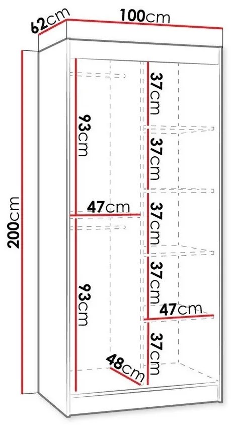 Ντουλάπα Hartford 226, Artisan βελανιδιά, Μαύρο ματ, 200x100x62cm, 93 kg, Πόρτες ντουλάπας: Ολίσθηση, Αριθμός ραφιών: 5, Αριθμός ραφιών: 5