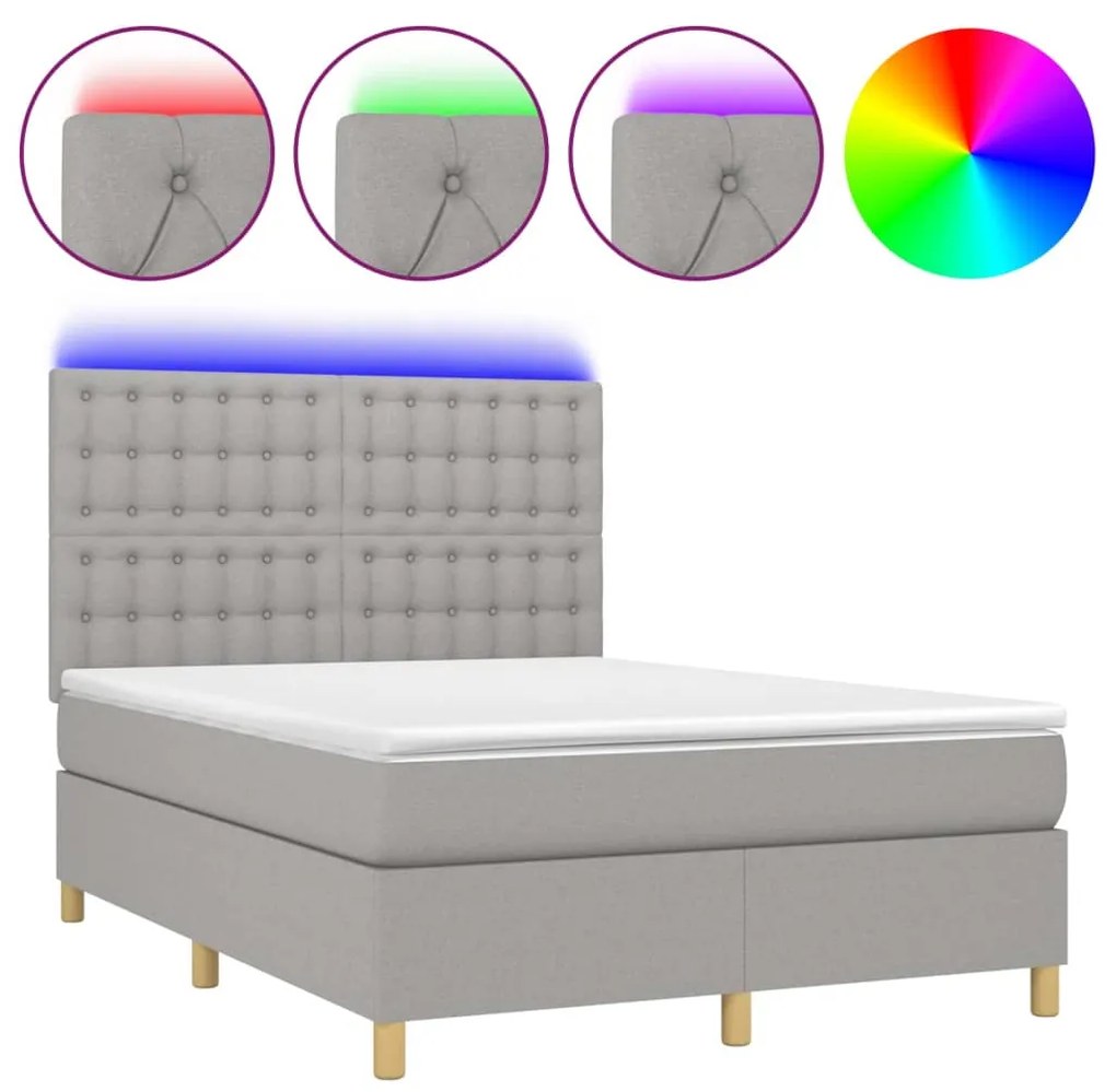 ΚΡΕΒΑΤΙ BOXSPRING ΜΕ ΣΤΡΩΜΑ &amp; LED ΑΝ.ΓΚΡΙ 140X200ΕΚ. ΥΦΑΣΜΑΤΙΝΟ 3135757