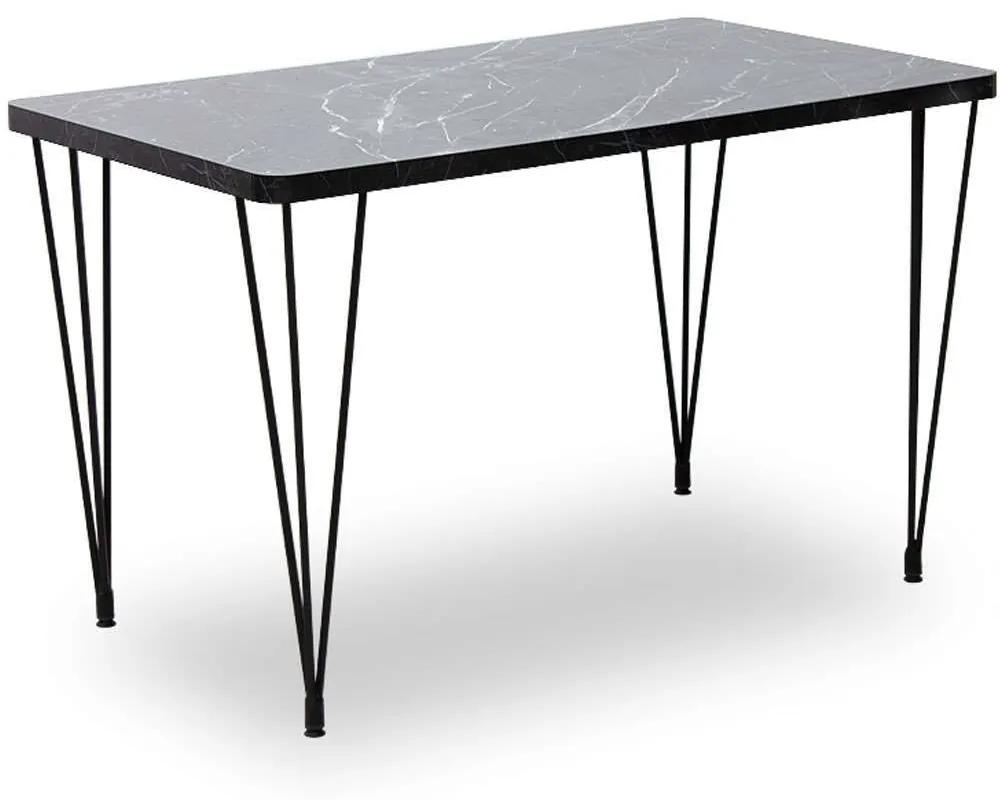 Τραπέζι Roger Marble 0212183 120x70x75cm Black Mdf,Μέταλλο
