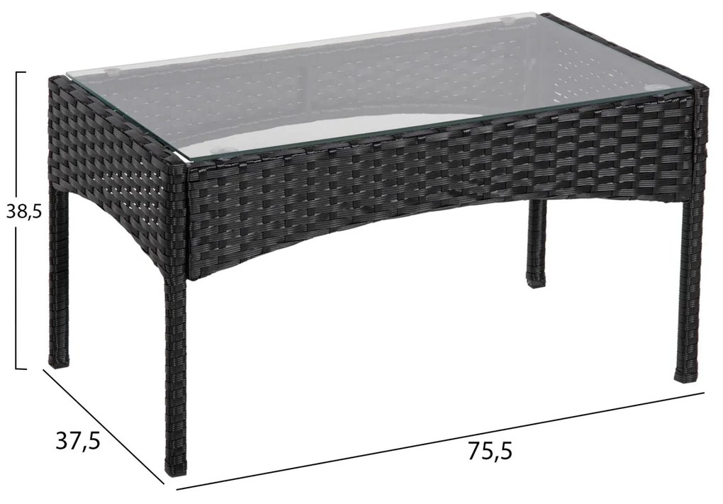 Σετ Κήπου Σαλόνι STASIA 4 τεμ Συνθετικό Rattan Μαύρο με Μπέζ Μαξιλάρια