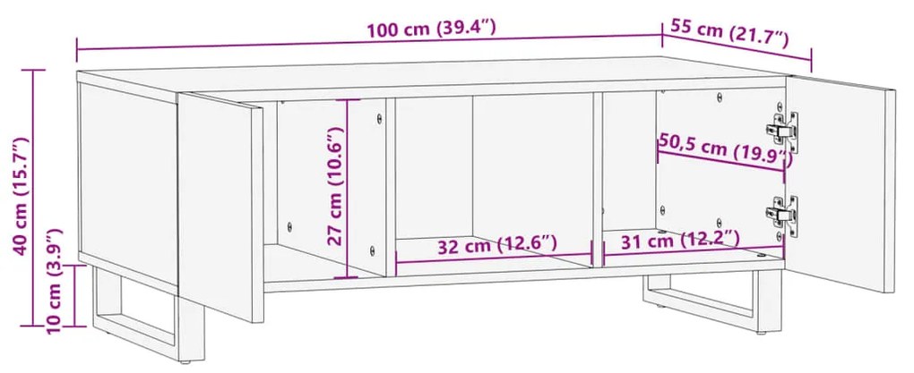 ΤΡΑΠΕΖΑΚΙ ΣΑΛΟΝΙΟΥ 100 X 55 X 40 ΕΚ. ΑΠΟ ΜΑΣΙΦ ΞΥΛΟ ΑΚΑΚΙΑΣ 377497