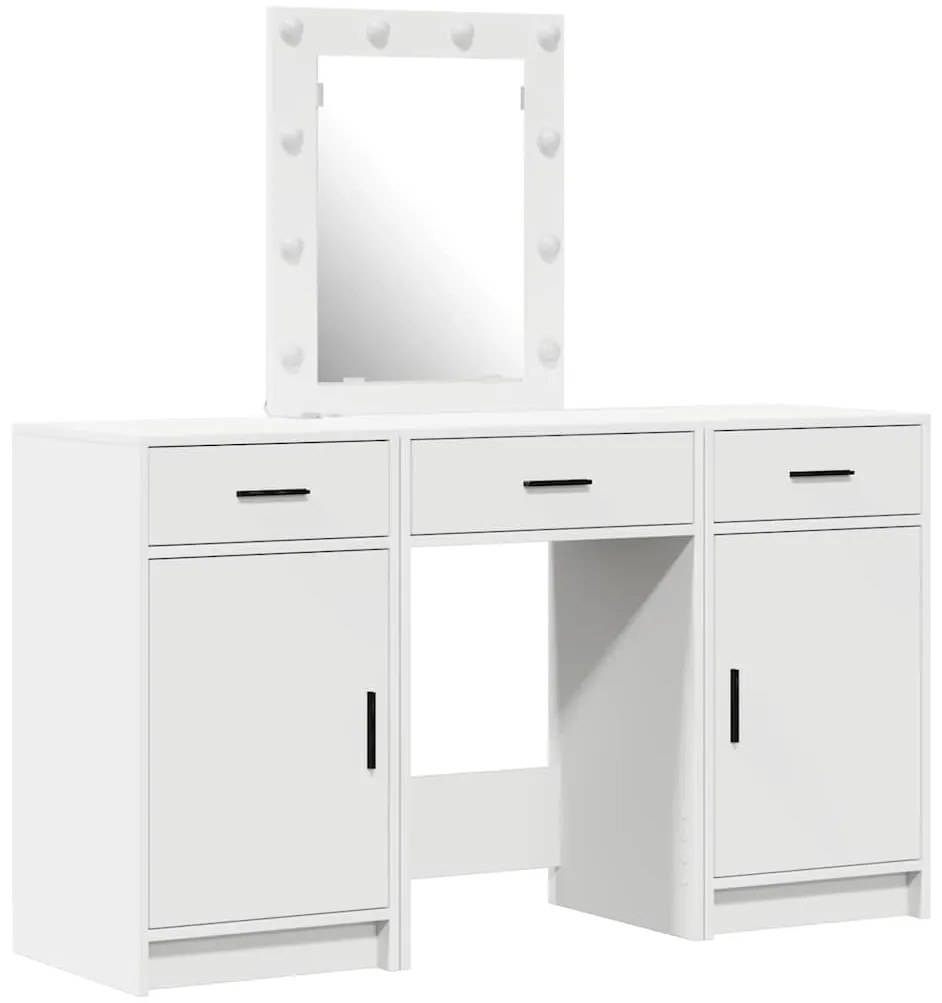 vidaXL Τραπέζι περιποίησης με συρτάρι 3 pcs Λευκό 50 x 41 x 135 εκ