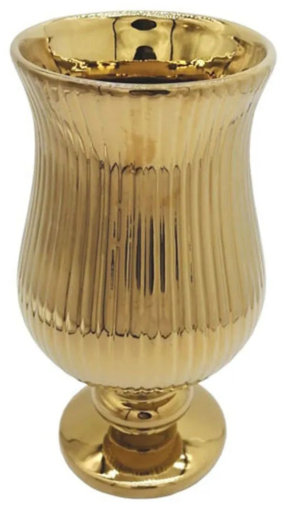 Βάζο Ρίγες 15-00-23708 16x28,2cm Gold Marhome Ceramic