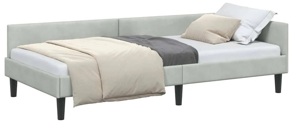 vidaXL Κρεβάτι Γωνίας με κεφαλάρι Ανοιχτό γκρι 90 εκ x 200 εκ