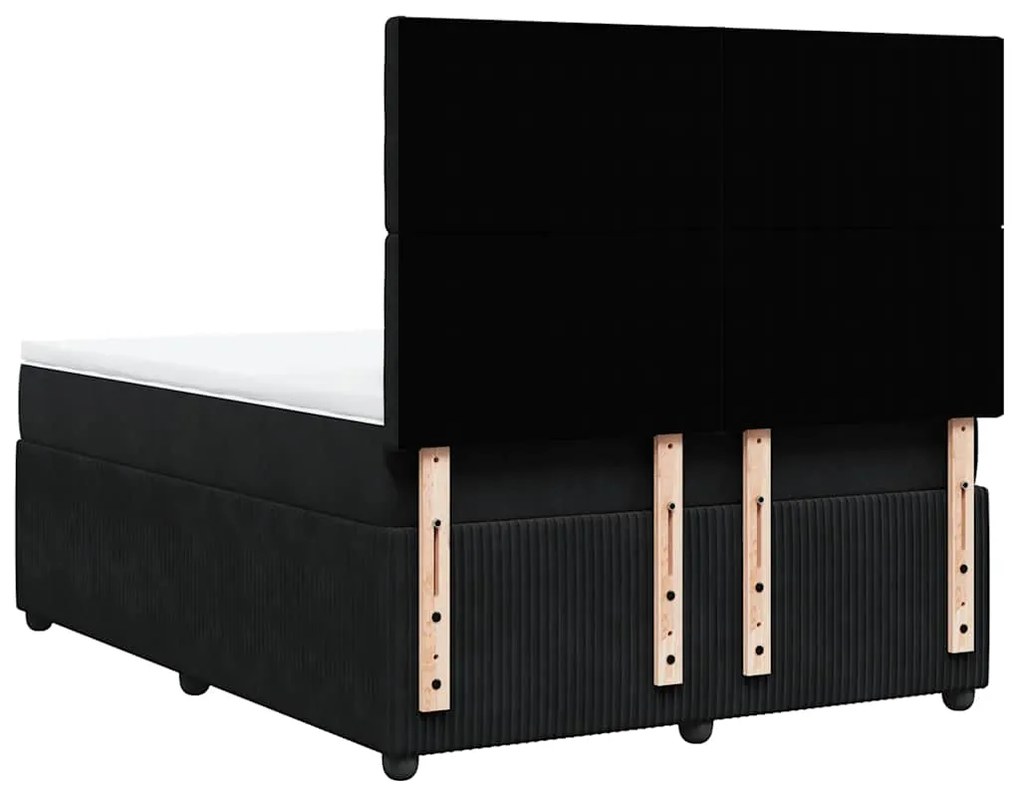 vidaXL Κρεβάτι Boxspring με Στρώμα Μαύρο 160x200 εκ. Βελούδινο