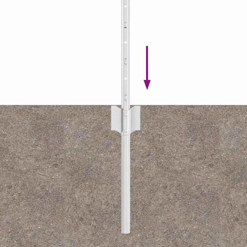 vidaXL Πό posts φράχτη 5 pcs Ασημί 40 cm Γαλβανισμένος χάλυβας