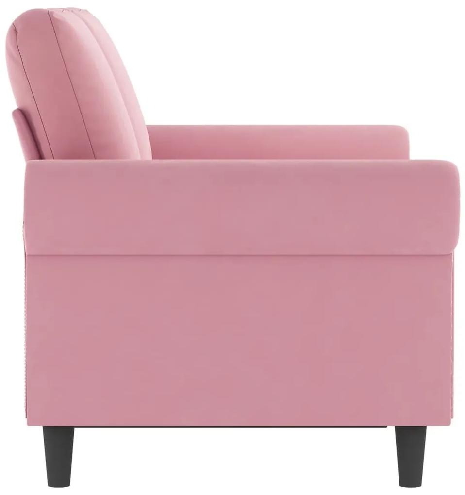 Καναπές Διθέσιος Ροζ 120 εκ. Βελούδινος - Ροζ
