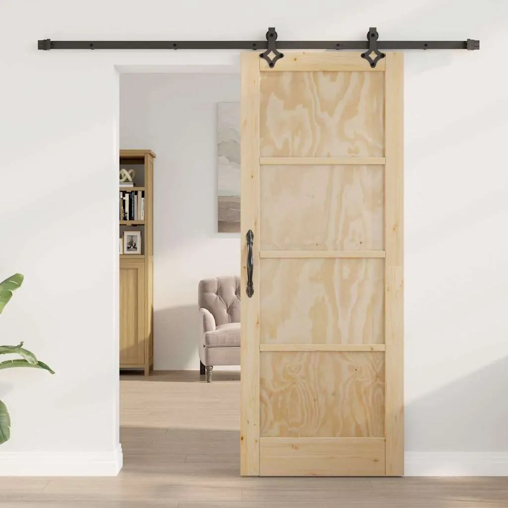 vidaXL Σετ Συρόμενης Πόρτας ORKDAL Φυσικό και μαύρο 78 x 202 εκ.