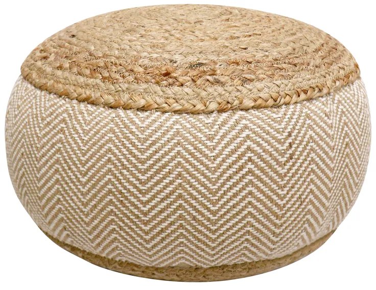 Σκαμπό-πουφ Hipy Inart γιούτα σε φυσική και μπεζ απόχρωση Φ40x30εκ