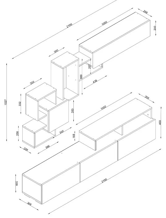 ΣΥΝΘΕΣΗ ΤΗΛΕΟΡΑΣΗΣ STAMATIA MEGAPAP ΧΡΩΜΑ ΛΕΥΚΟ 210X36,8X46,8ΕΚ.
